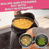 Boiling And Steaming Cooking Pot With Built-In Strainer