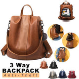 Premium Leather Three Way Anti-Thief Women's Backpack